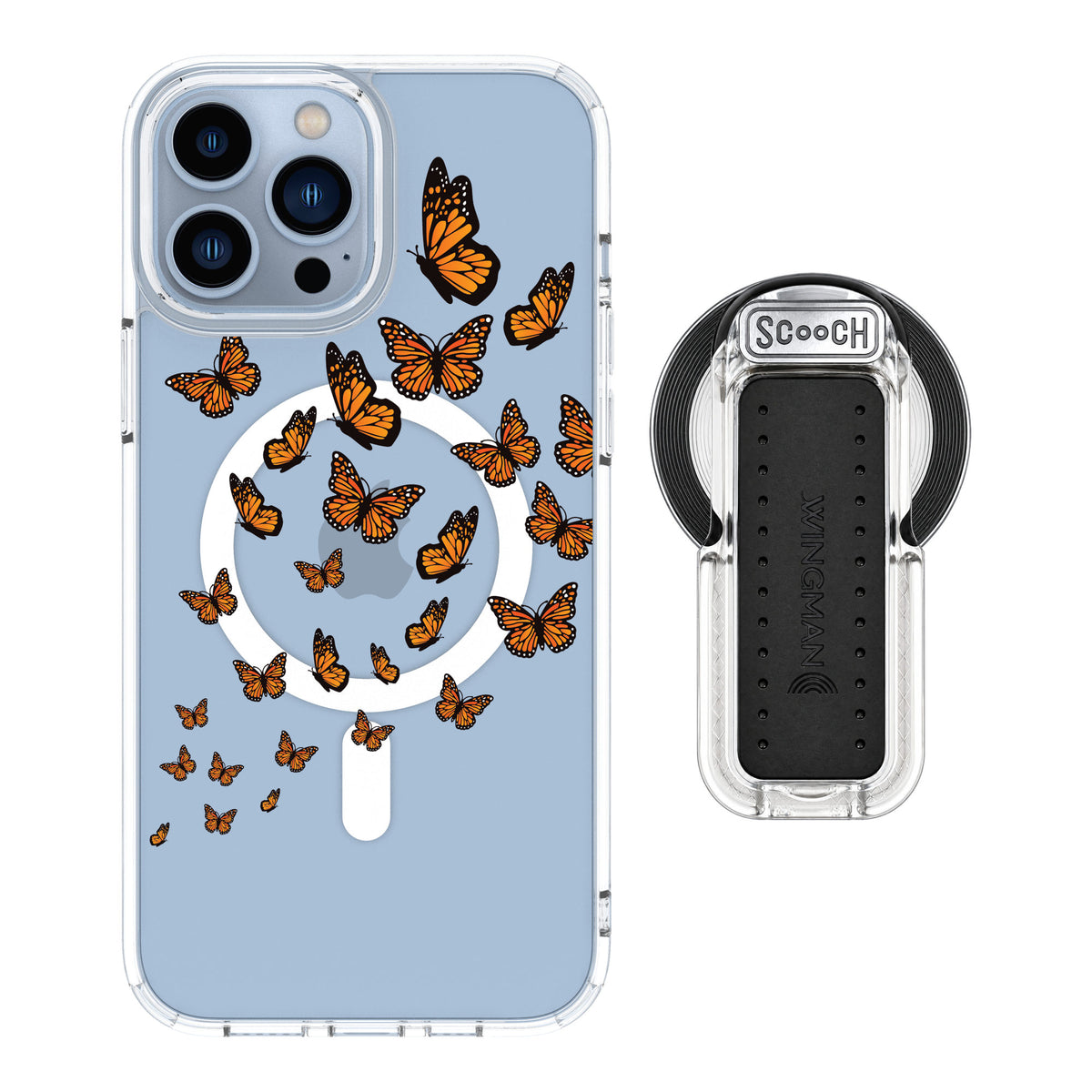 Scooch MagCase Monarch Flight for iPhone 13 Pro Max — MagSafe Wingback Bundle - Clear