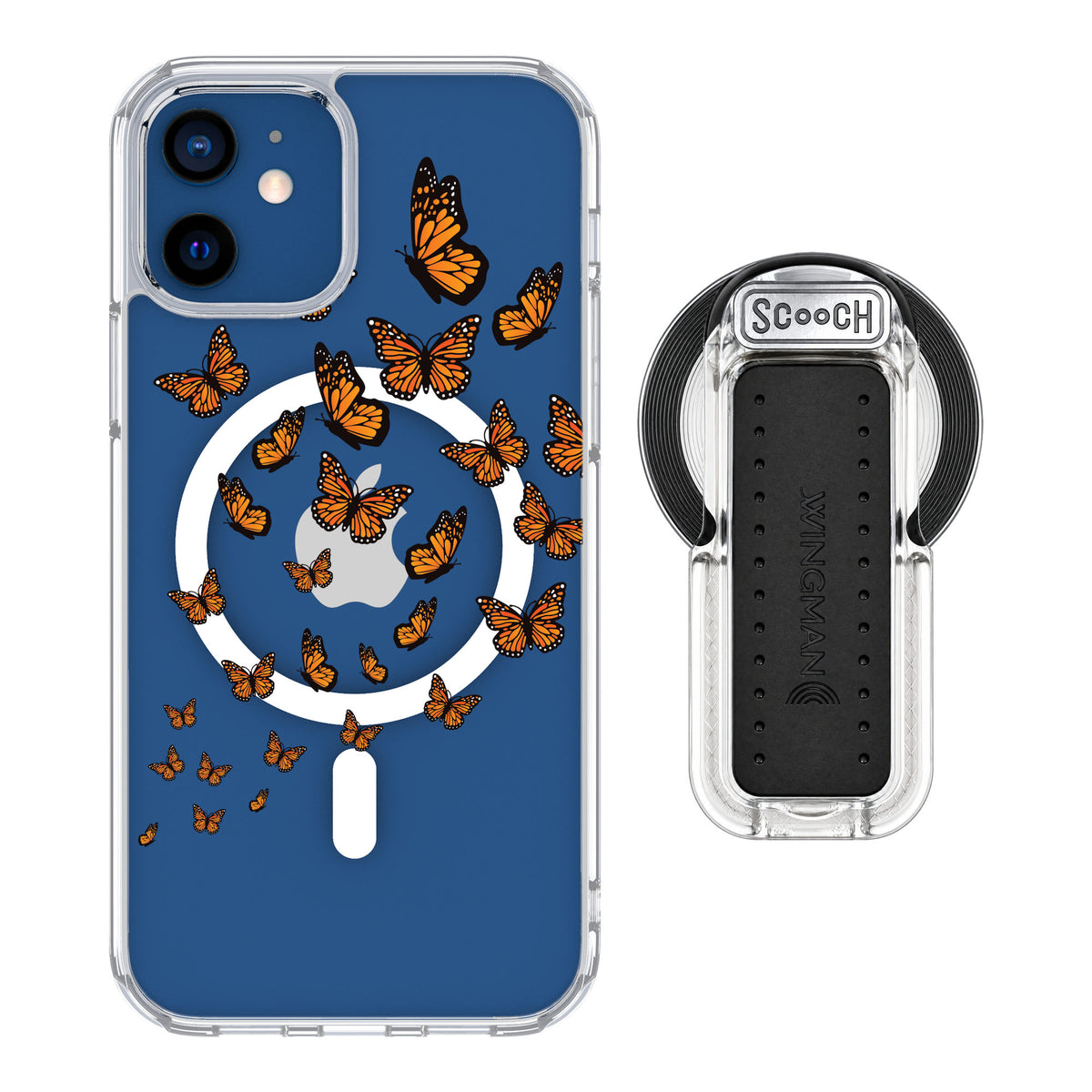 Scooch MagCase Monarch Flight for iPhone 12 — MagSafe Wingback Bundle - Clear