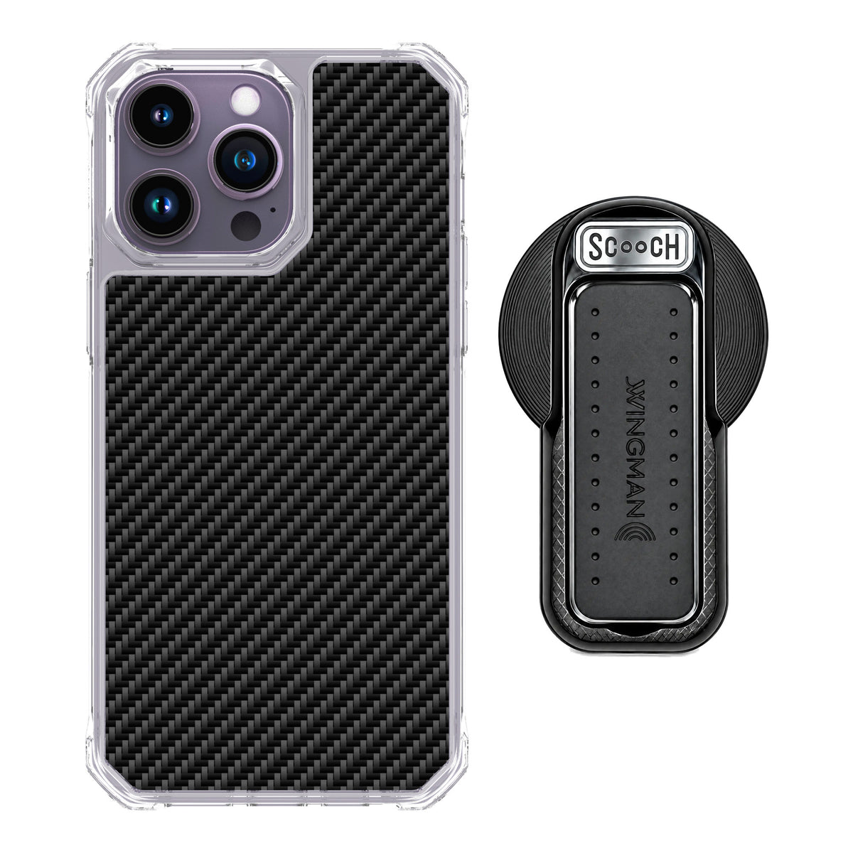 Scooch MagCase Carbon Fiber for iPhone 14 Pro Max — MagSafe Wingback Bundle - Black