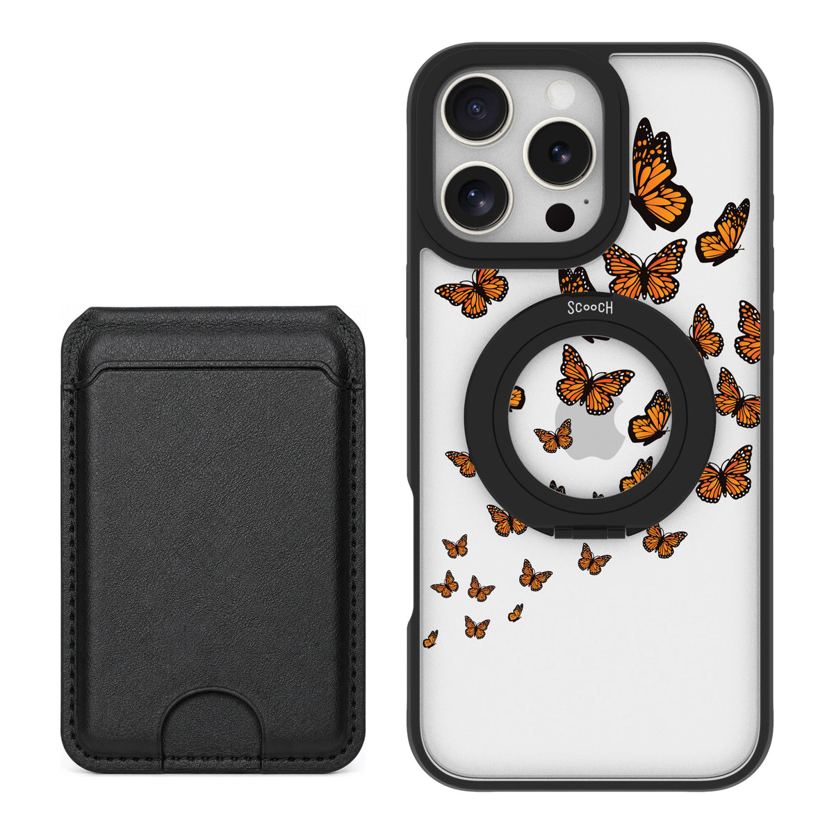 Scooch MagCase Monarch Flight for iPhone 16 Pro Max — Black MagWallet Bundle