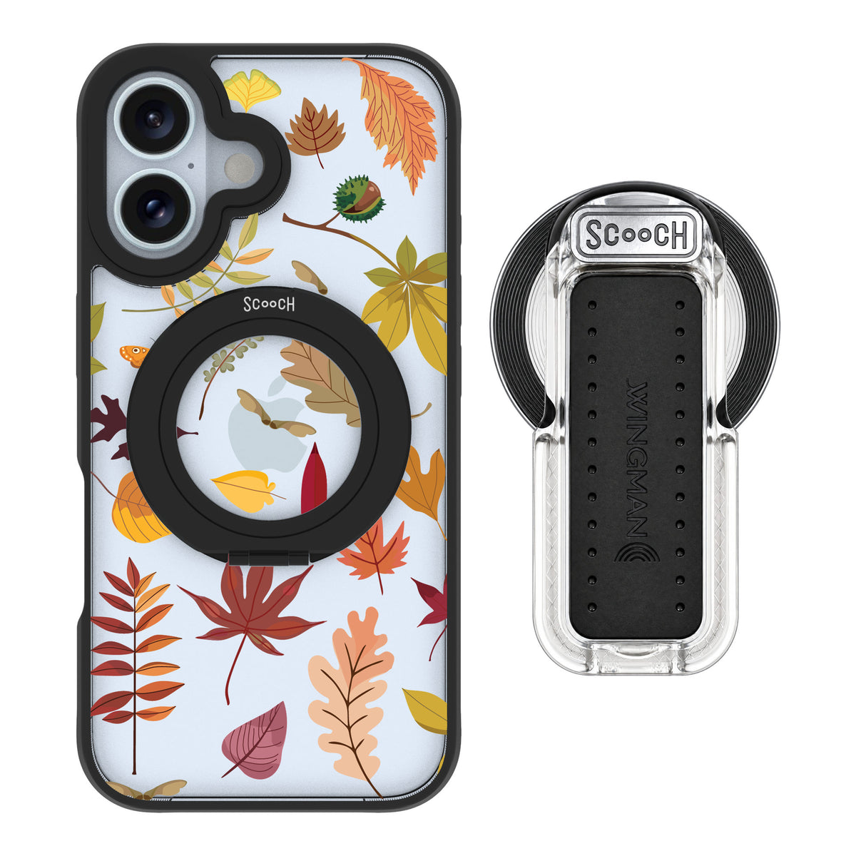 Scooch MagCase Autumn Leaves for iPhone 16 — MagSafe Wingback Bundle - Clear