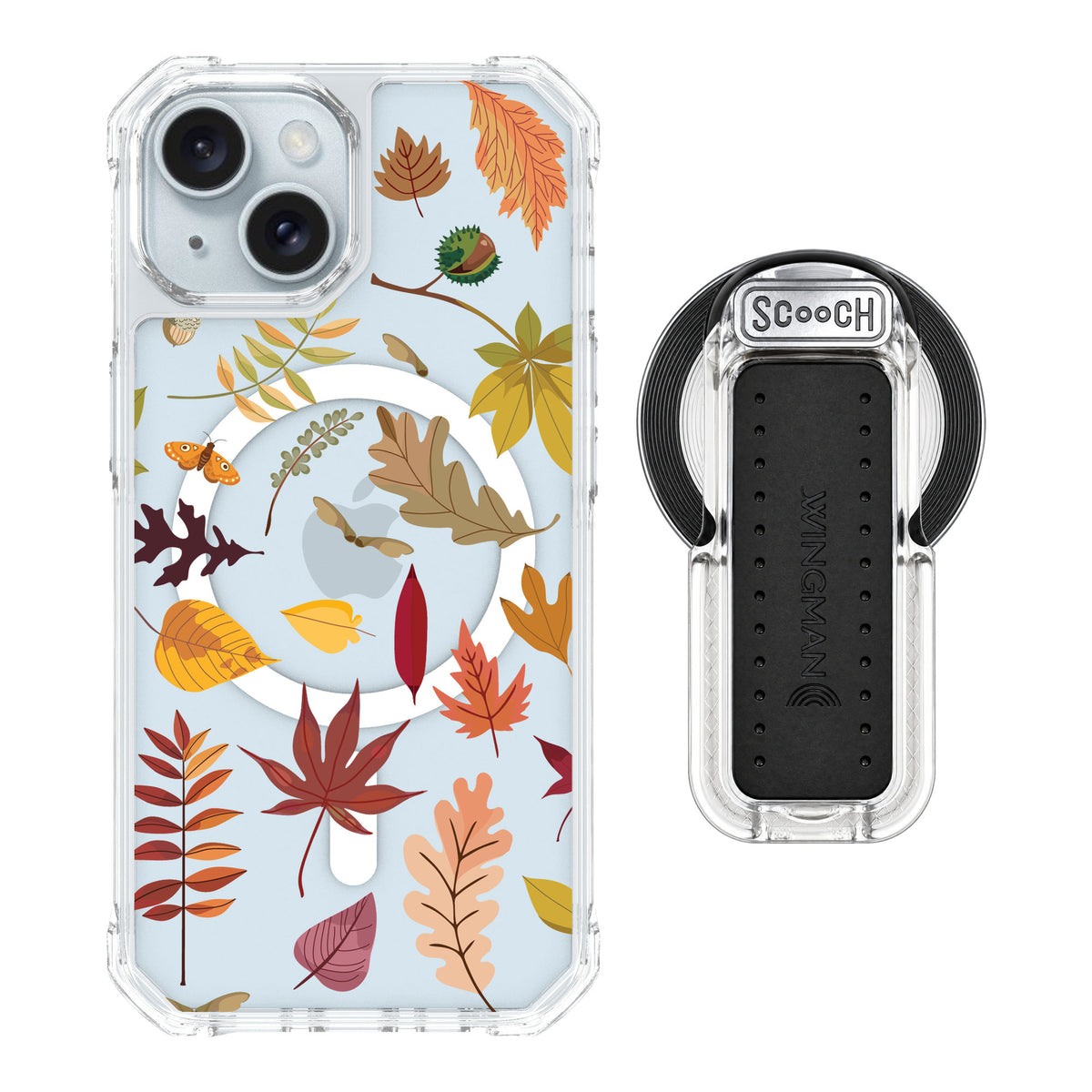 Scooch MagCase Autumn Leaves for iPhone 15 — MagSafe Wingback Bundle - Clear