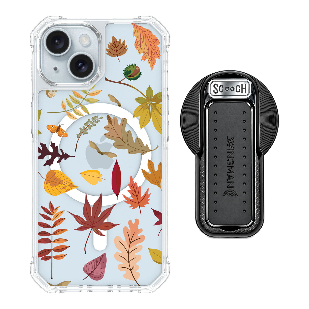 Scooch MagCase Autumn Leaves for iPhone 15 — MagSafe Wingback Bundle - Black
