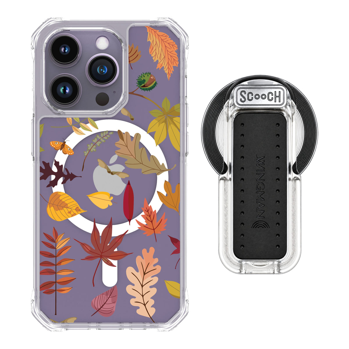 Scooch MagCase Autumn Leaves for iPhone 14 Pro — MagSafe Wingback Bundle - Clear