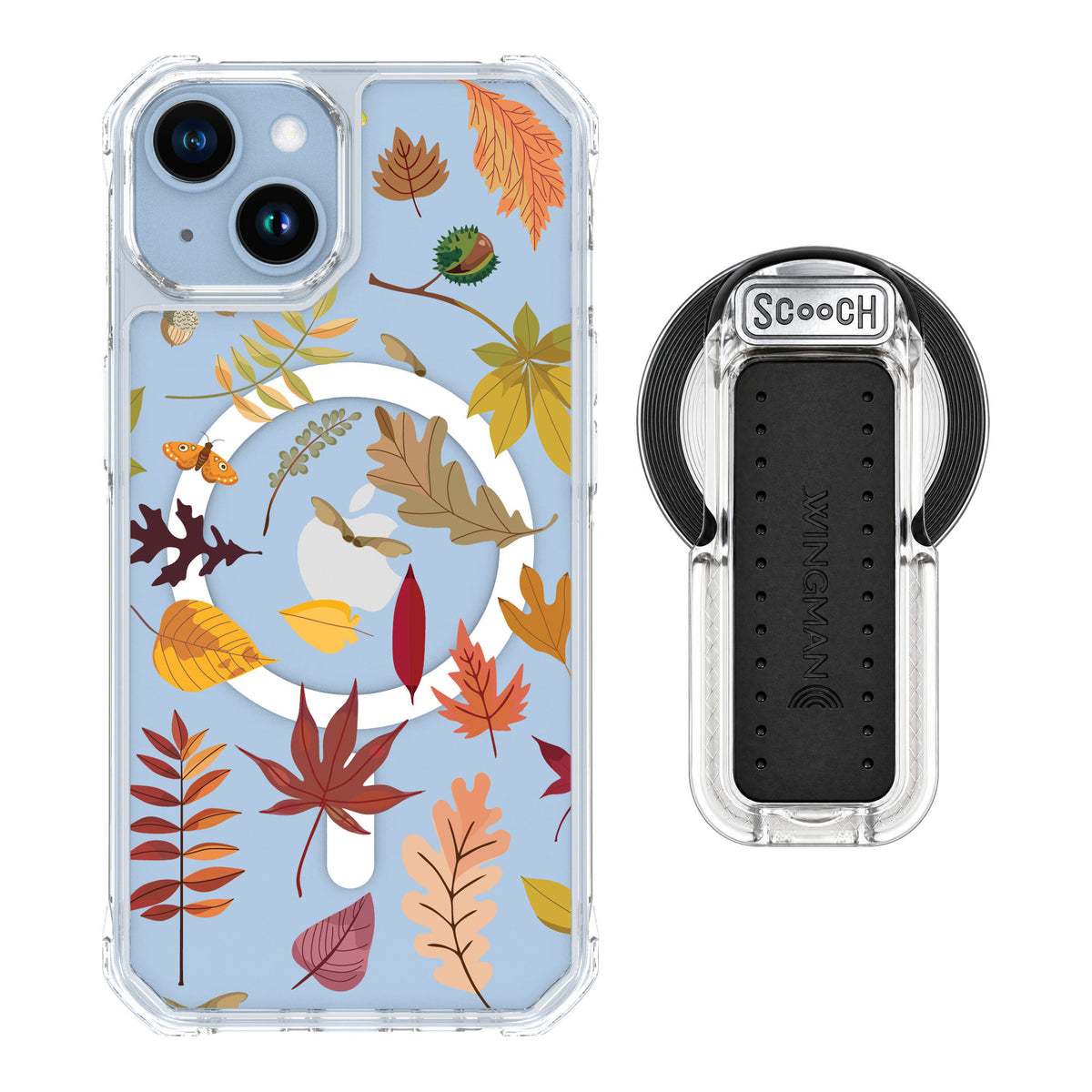 Scooch MagCase Autumn Leaves for iPhone 14 — MagSafe Wingback Bundle - Clear
