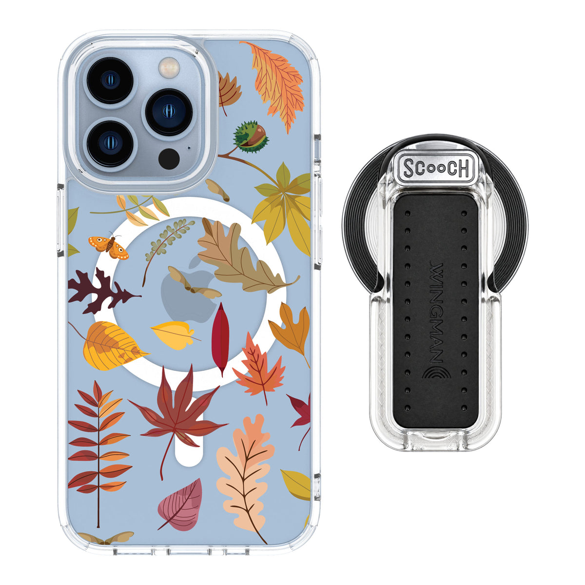 Scooch MagCase Autumn Leaves for iPhone 13 Pro — MagSafe Wingback Bundle - Clear
