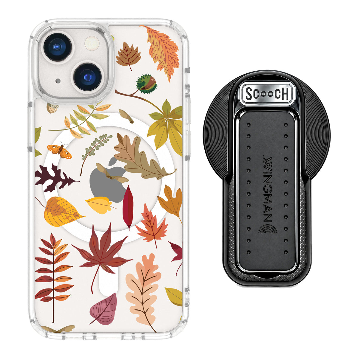 Scooch MagCase Autumn Leaves for iPhone 13 mini — MagSafe Wingback Bundle - Black