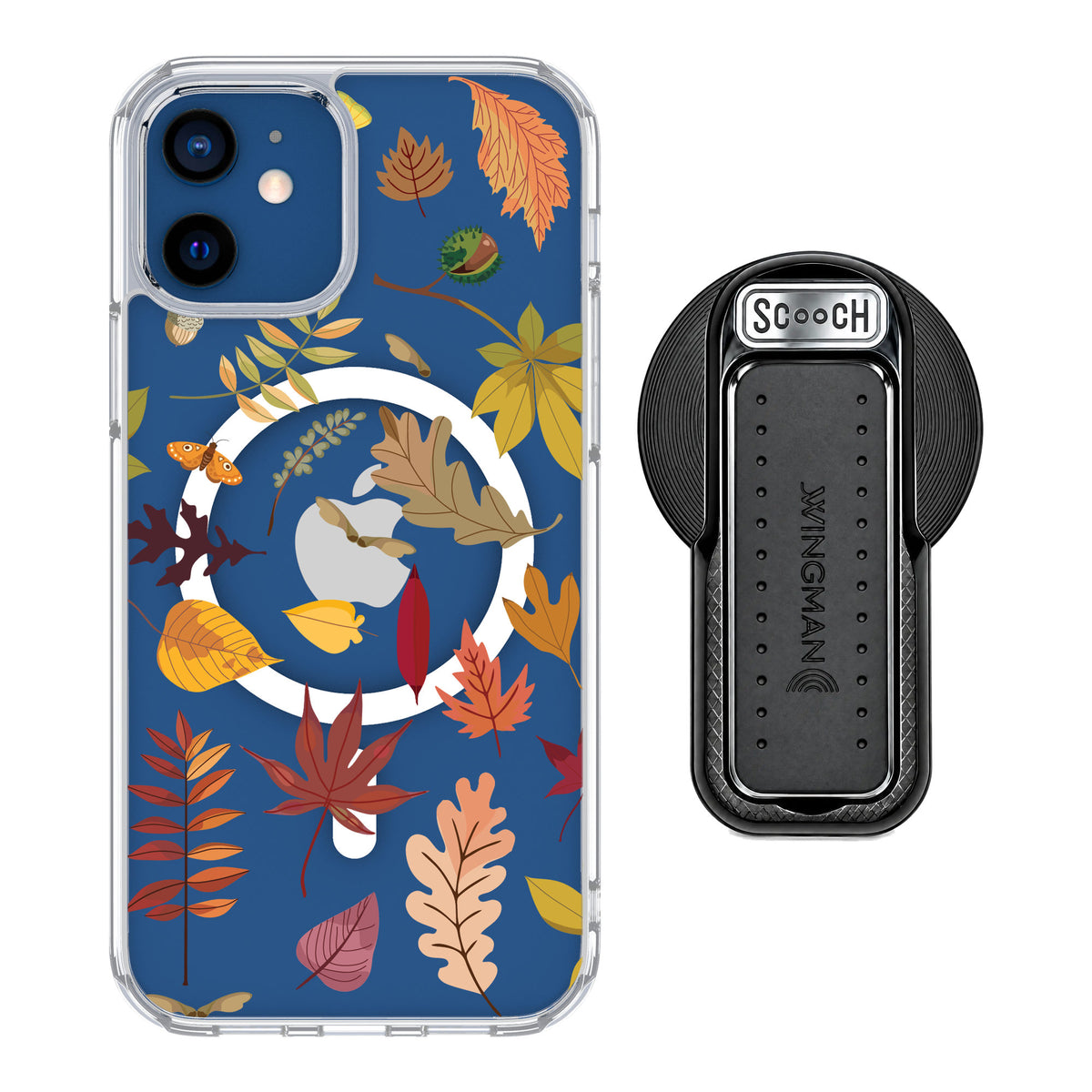 Scooch MagCase Autumn Leaves for iPhone 12 — MagSafe Wingback Bundle - Black