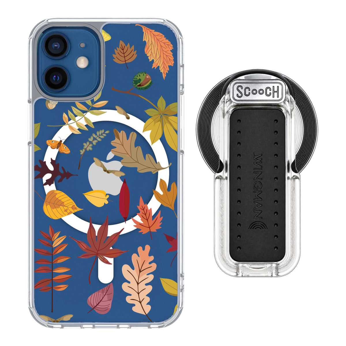 Scooch MagCase Autumn Leaves for iPhone 12 mini — MagSafe Wingback Bundle - Clear