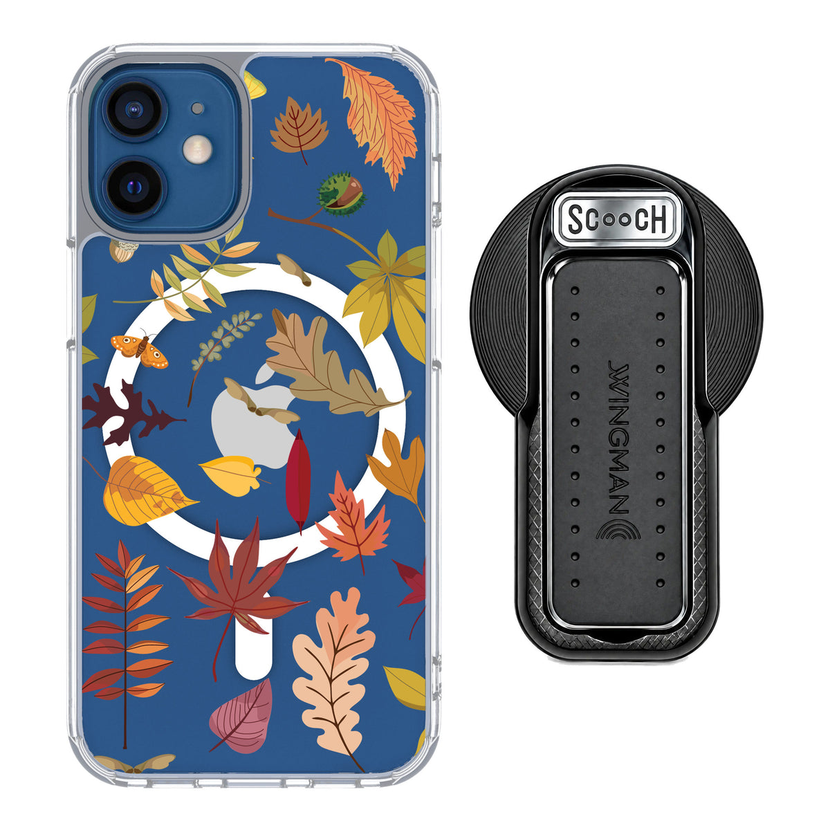 Scooch MagCase Autumn Leaves for iPhone 12 mini — MagSafe Wingback Bundle - Black