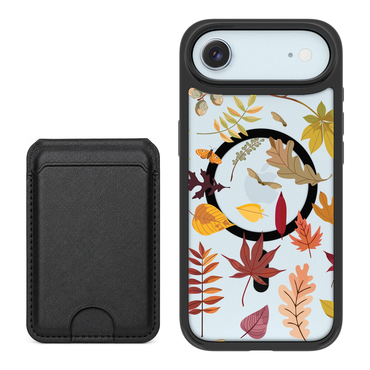 Scooch MagCase Autumn Leaves for iPhone Air — Black MagWallet Bundle