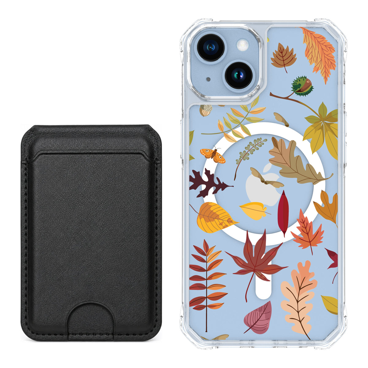 Scooch MagCase Autumn Leaves for iPhone 14 — Black MagWallet Bundle