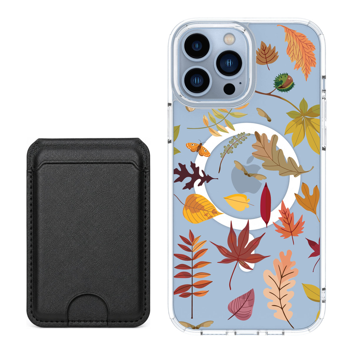 Scooch MagCase Autumn Leaves for iPhone 13 Pro Max — Black MagWallet Bundle