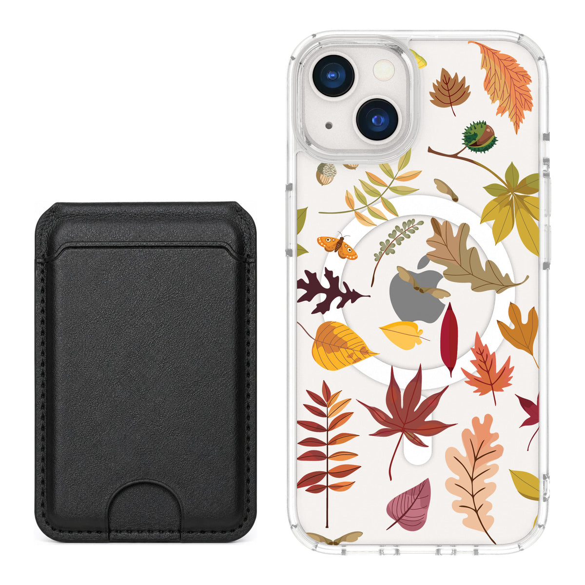 Scooch MagCase Autumn Leaves for iPhone 13 — Black MagWallet Bundle