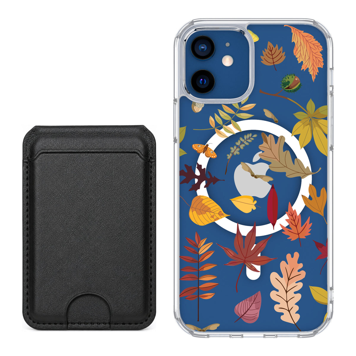 Scooch MagCase Autumn Leaves for iPhone 12 — Black MagWallet Bundle