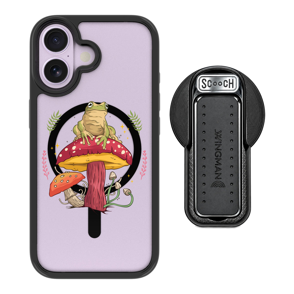 Scooch MagCase Toadstool Frog for iPhone 17 — MagSafe Wingback Bundle - Black