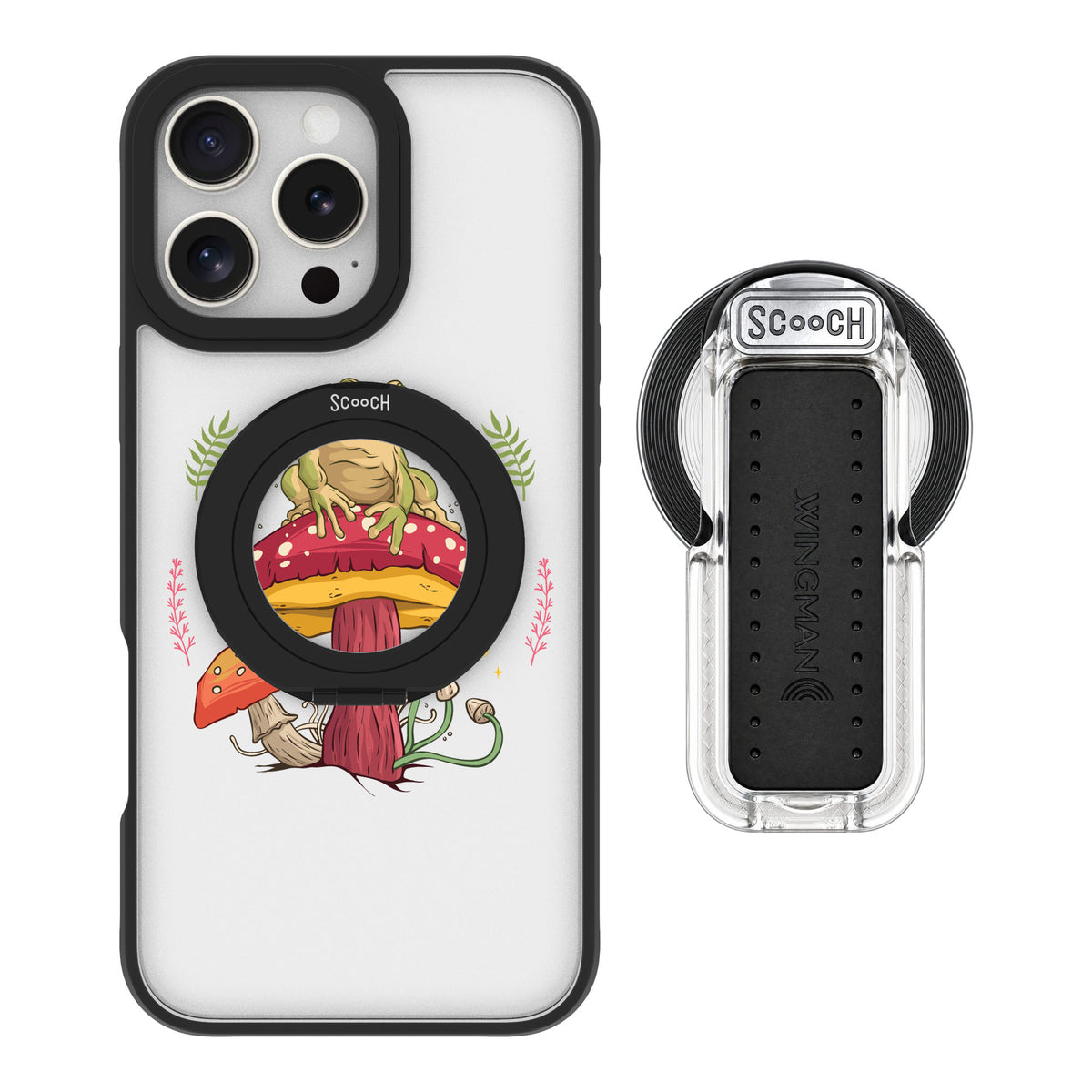 Scooch MagCase Toadstool Frog for iPhone 16 Pro Max — MagSafe Wingback Bundle - Clear