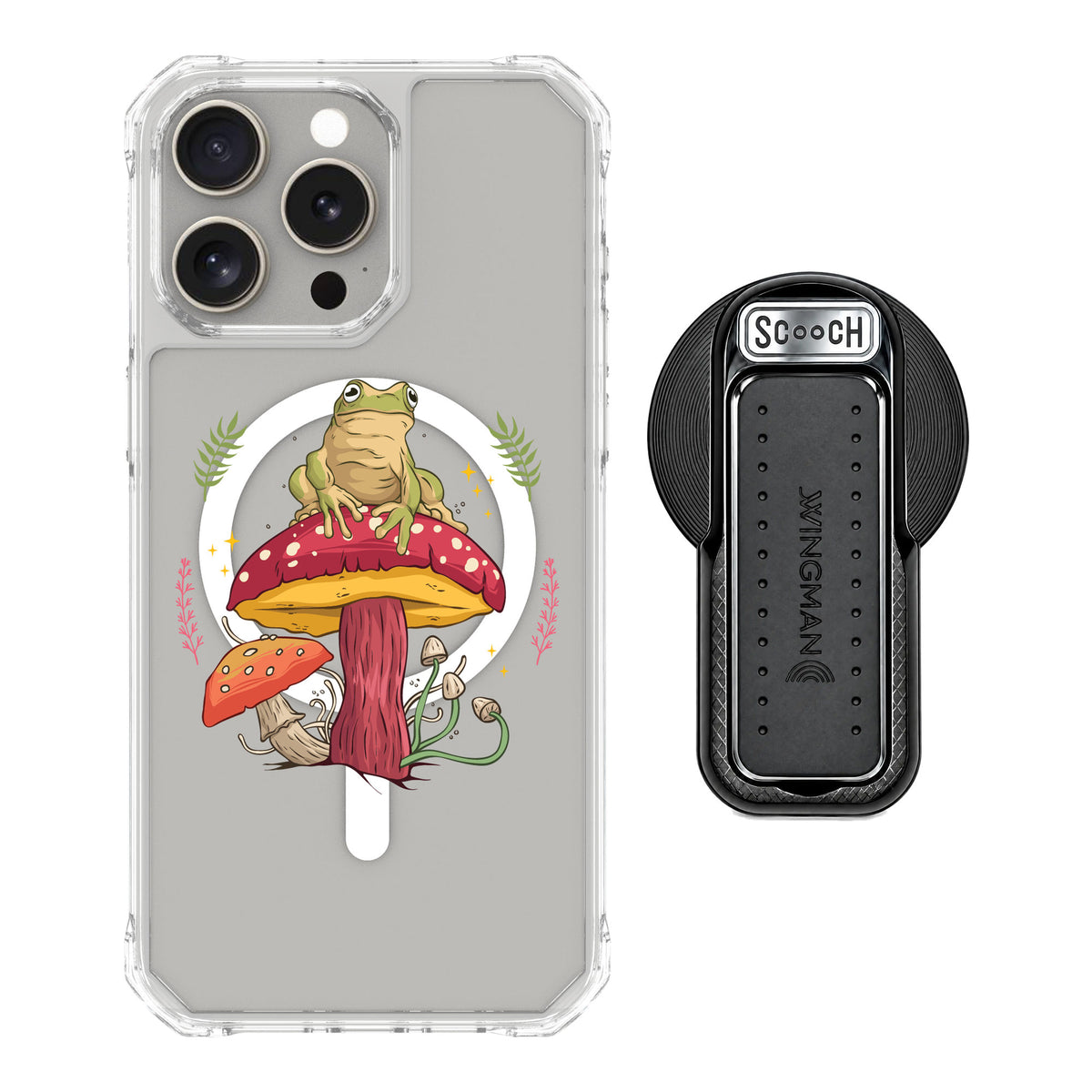 Scooch MagCase Toadstool Frog for iPhone 15 Pro Max — MagSafe Wingback Bundle - Black
