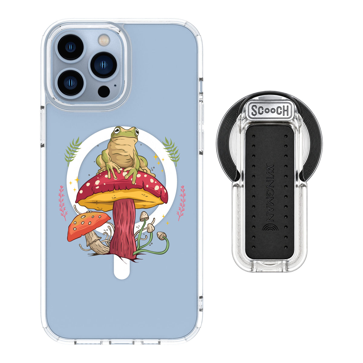 Scooch MagCase Toadstool Frog for iPhone 13 Pro Max — MagSafe Wingback Bundle - Clear