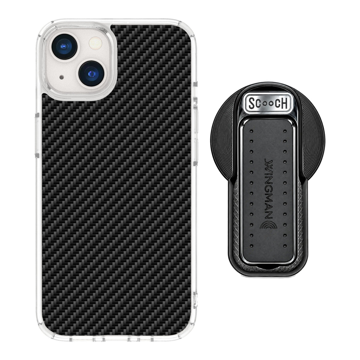 Scooch MagCase Carbon Fiber for iPhone 13 — MagSafe Wingback Bundle - Black