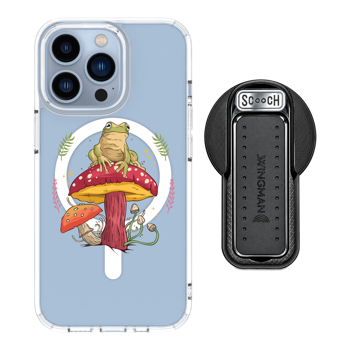 Scooch MagCase Toadstool Frog for iPhone 13 Pro — MagSafe Wingback Bundle - Black