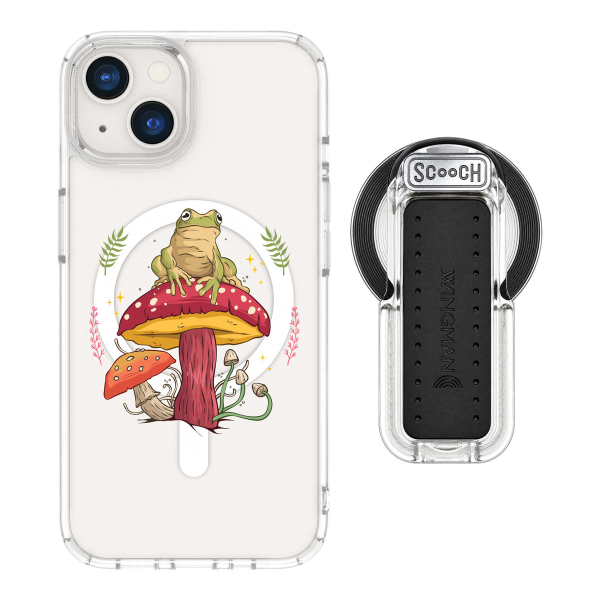 Scooch MagCase Toadstool Frog for iPhone 13 — MagSafe Wingback Bundle - Clear