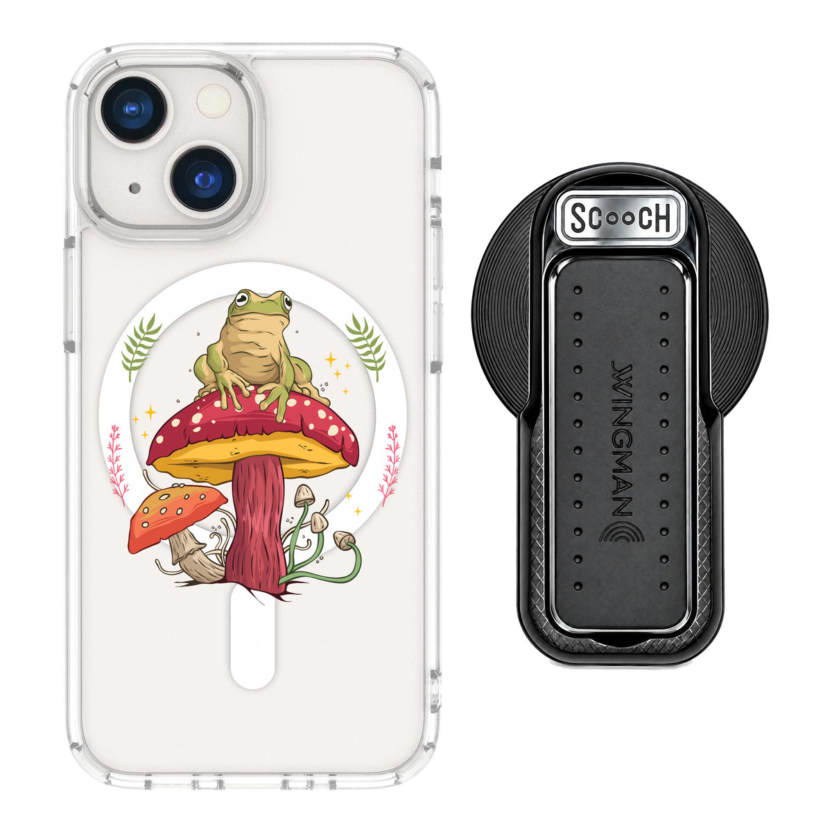 Scooch MagCase Toadstool Frog for iPhone 13 mini — MagSafe Wingback Bundle - Black