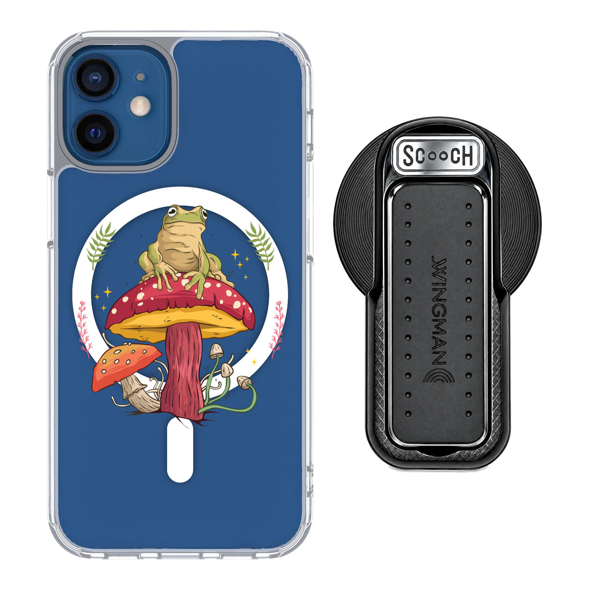 Scooch MagCase Toadstool Frog for iPhone 12 mini — MagSafe Wingback Bundle - Black