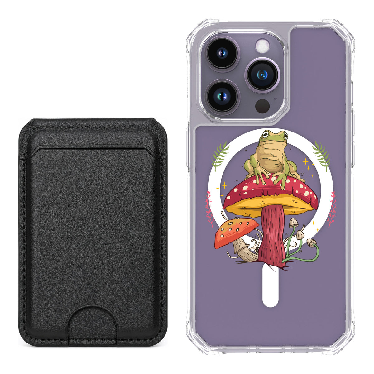 Scooch MagCase Toadstool Frog for iPhone 14 Pro — Black MagWallet Bundle