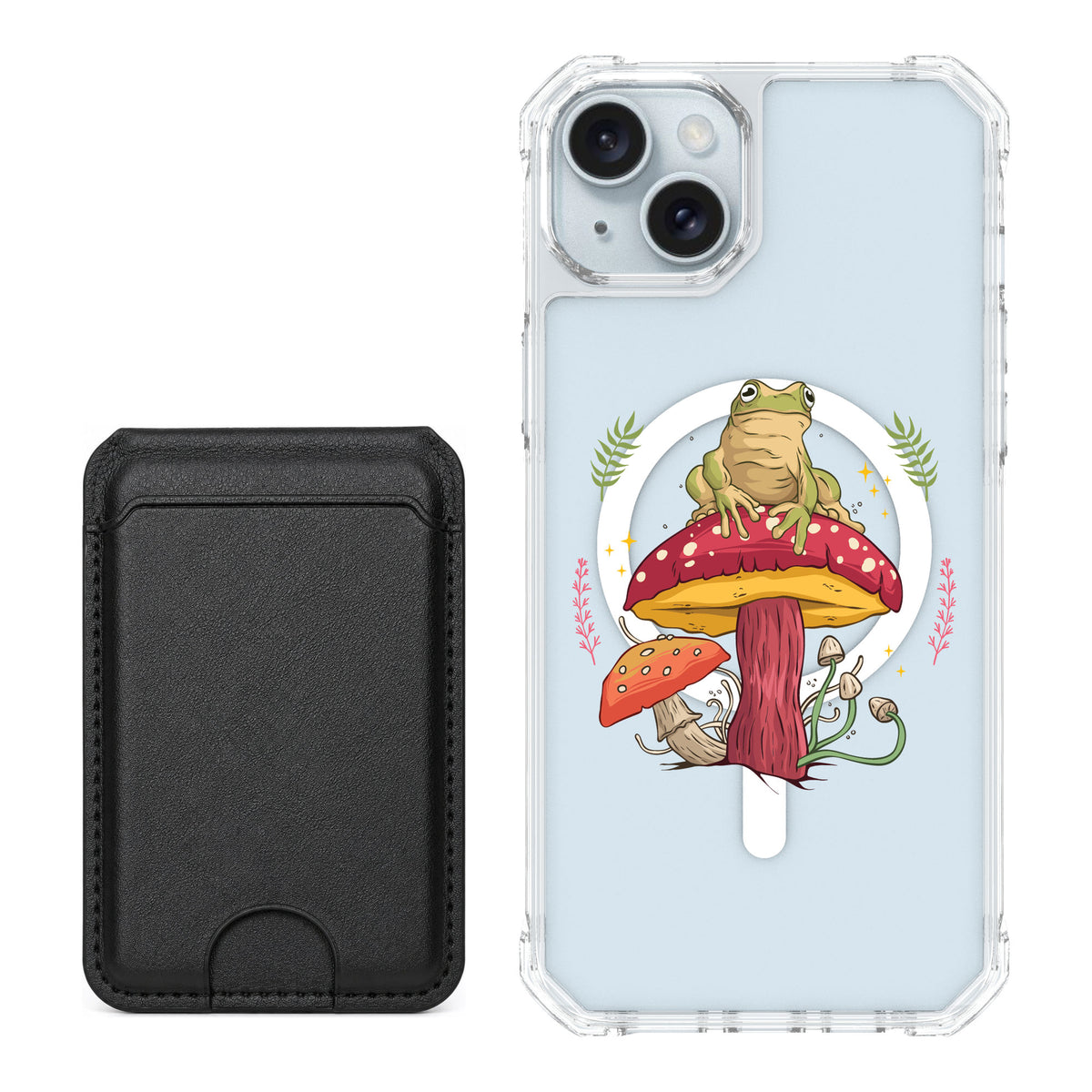 Scooch MagCase Toadstool Frog for iPhone 14 Plus — Black MagWallet Bundle