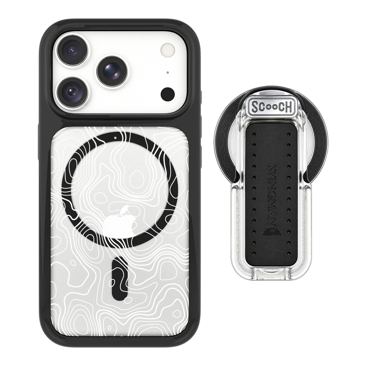 Scooch MagCase Topography for iPhone 18 Pro — MagSafe Wingback Bundle - Clear