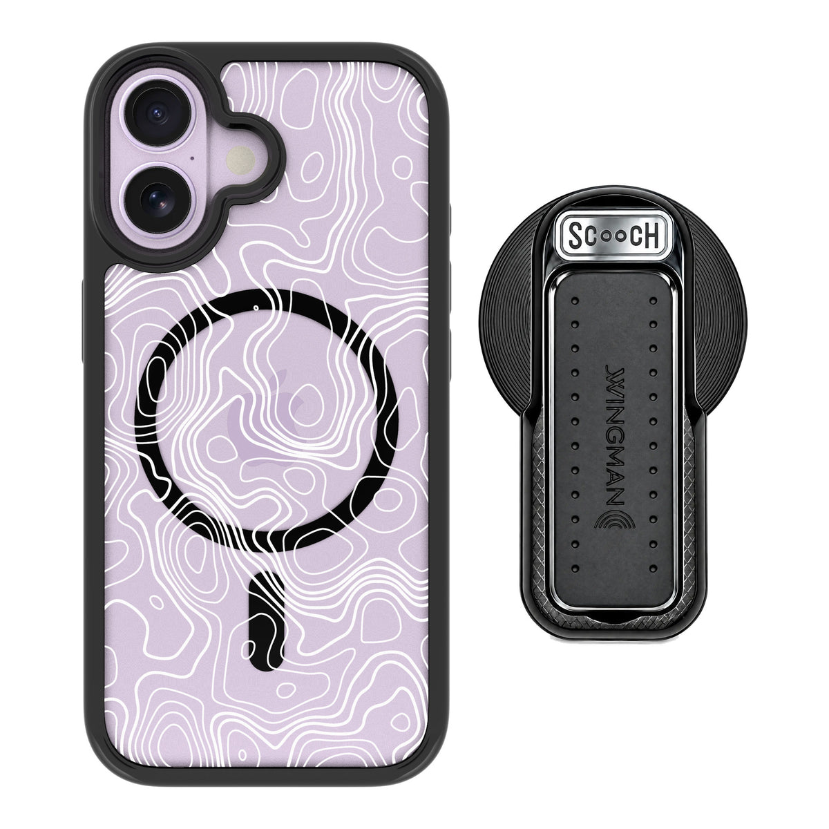 Scooch MagCase Topography for iPhone 17 — MagSafe Wingback Bundle - Black