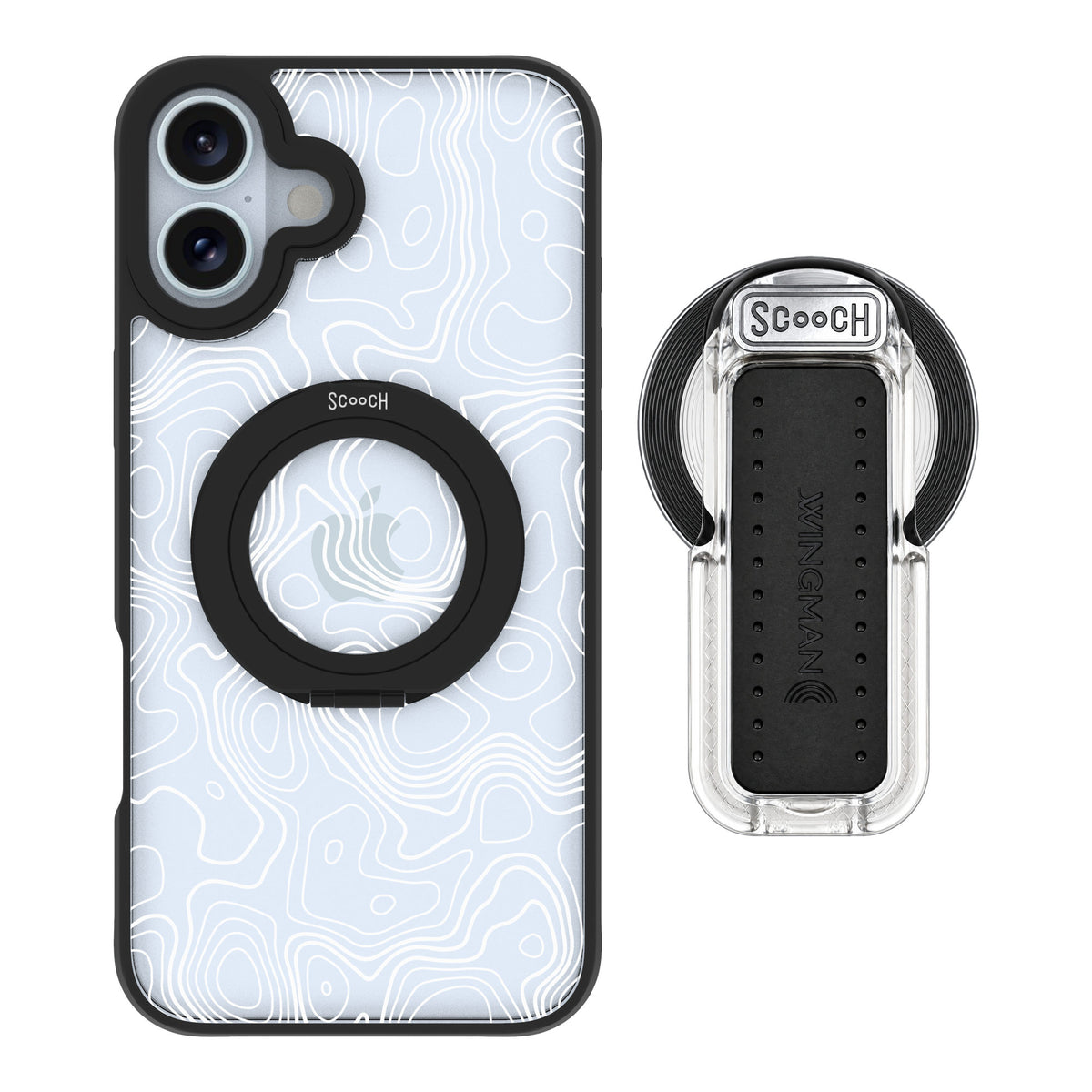 Scooch MagCase Topography for iPhone 16 Plus — MagSafe Wingback Bundle - Clear