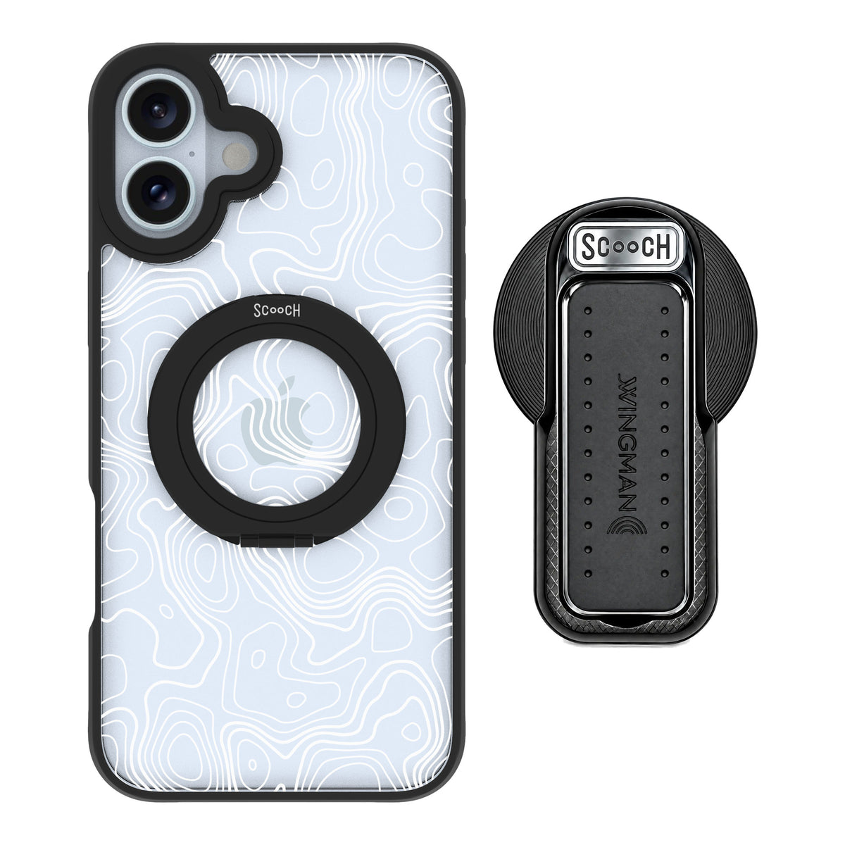 Scooch MagCase Topography for iPhone 16 Plus — MagSafe Wingback Bundle - Black