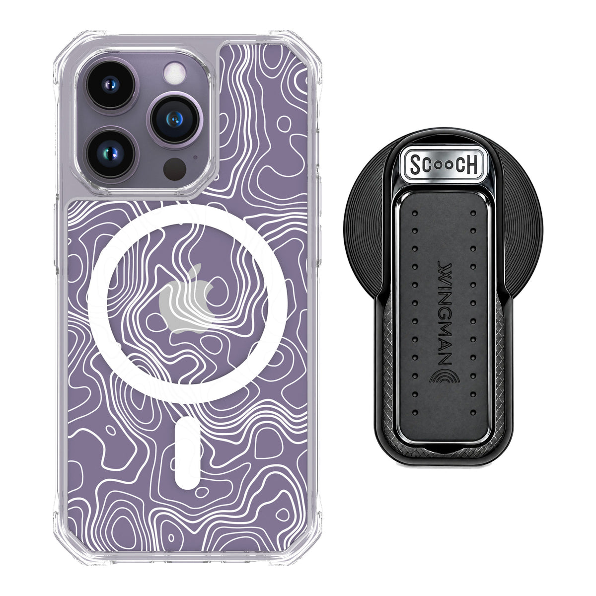 Scooch MagCase Topography for iPhone 14 Pro — MagSafe Wingback Bundle - Black