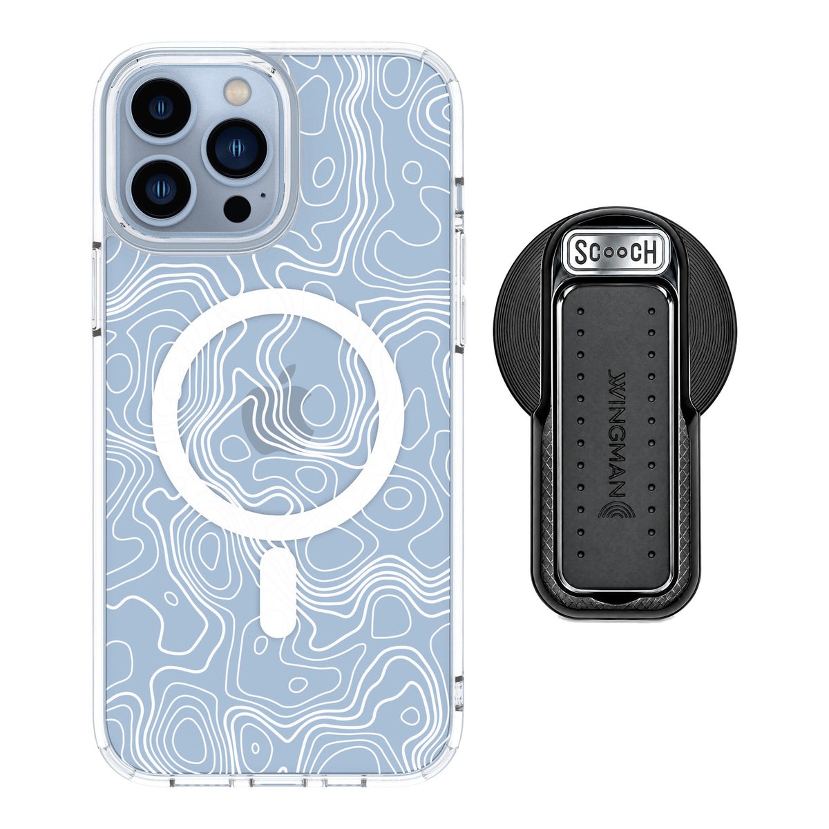 Scooch MagCase Topography for iPhone 13 Pro Max — MagSafe Wingback Bundle - Black