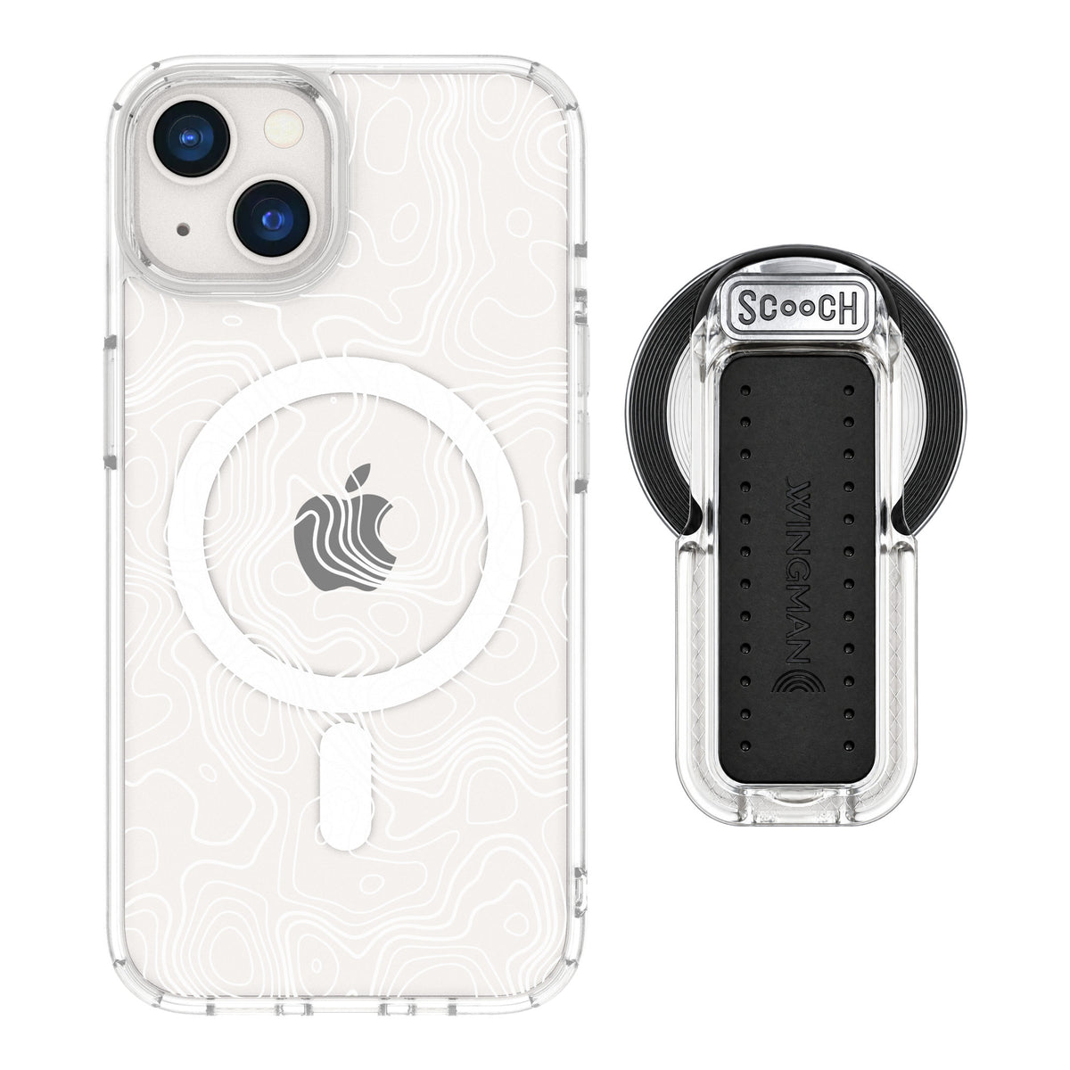 Scooch MagCase Topography for iPhone 13 — MagSafe Wingback Bundle - Clear