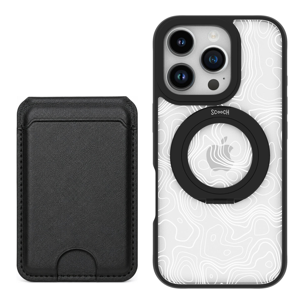 Scooch MagCase Topography for iPhone 16 Pro — Black MagWallet Bundle