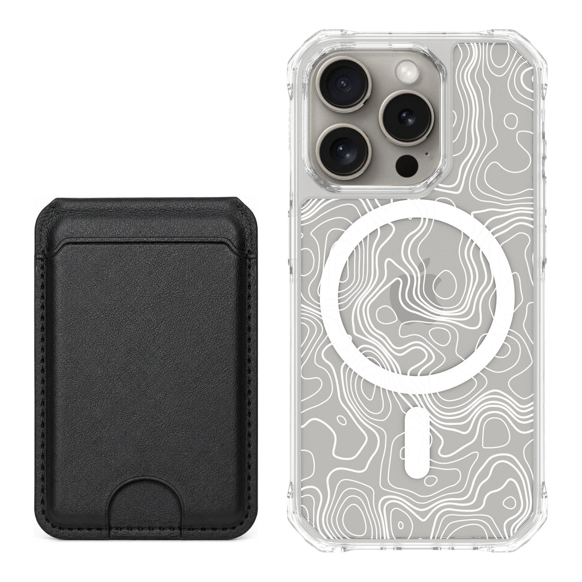 Scooch MagCase Topography for iPhone 15 Pro — Black MagWallet Bundle