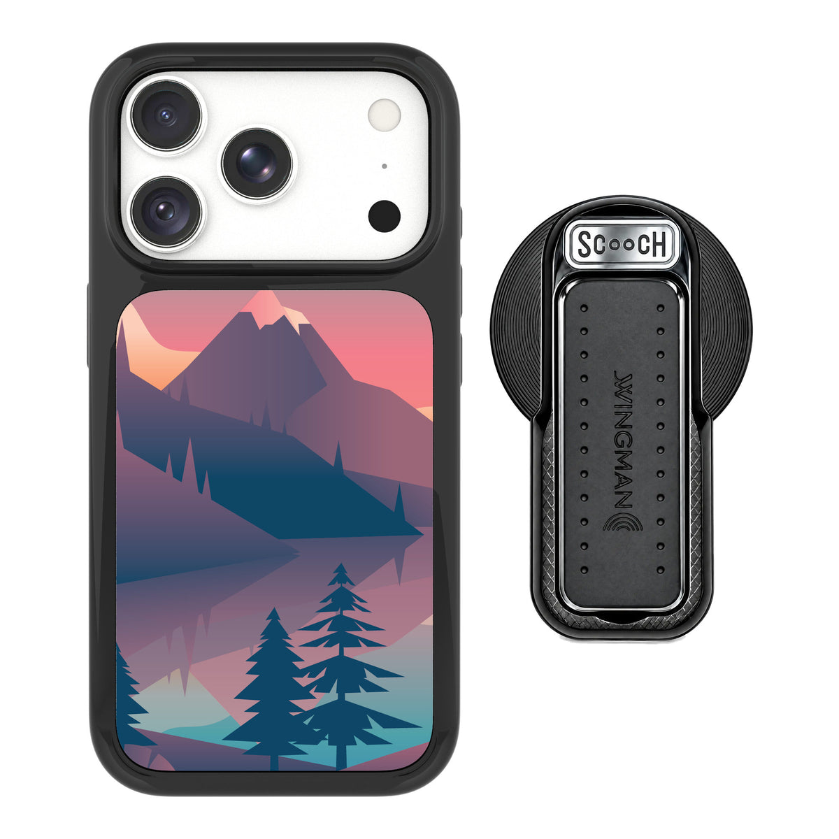 Scooch MagCase Mountain Range for iPhone 18 Pro — MagSafe Wingback Bundle - Black