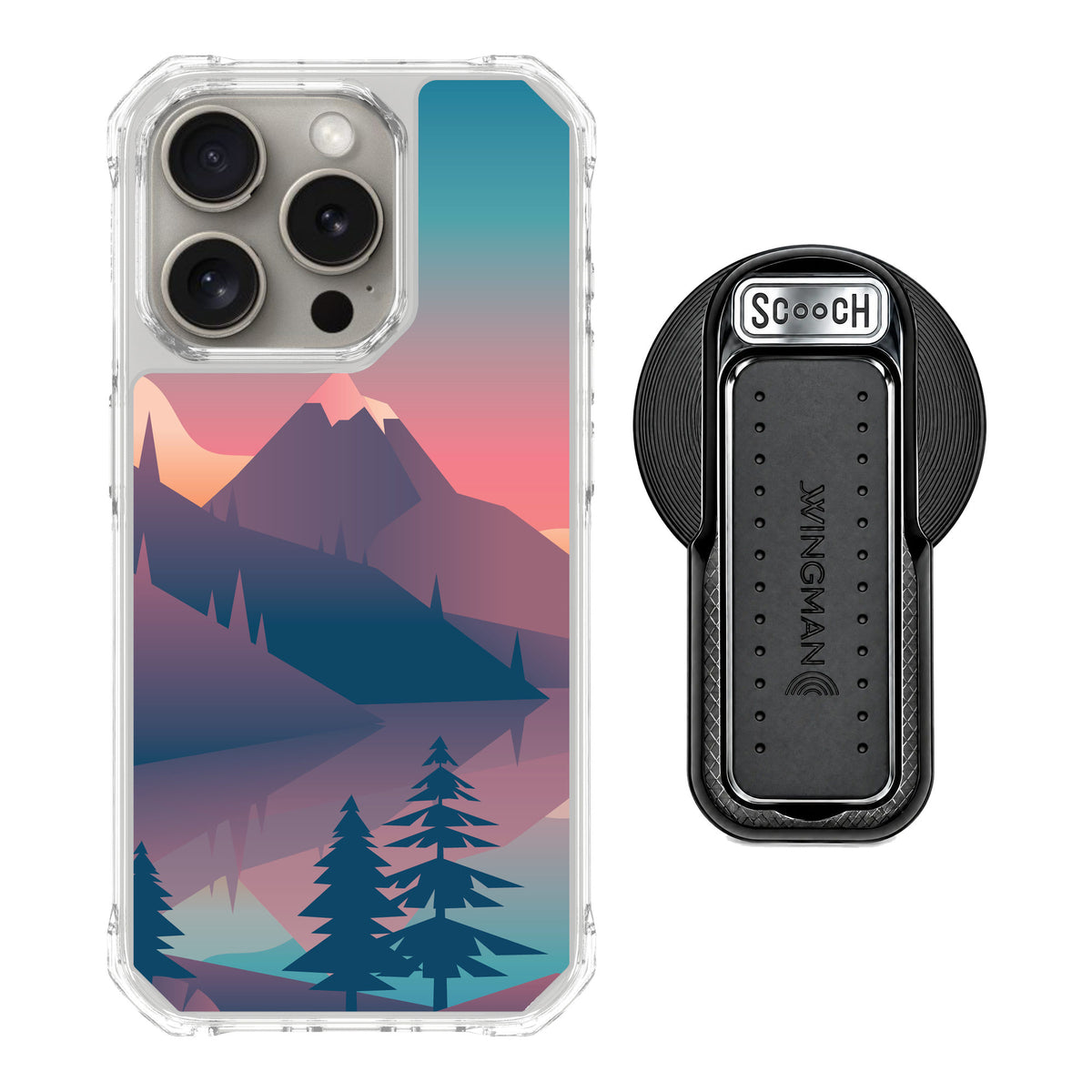 Scooch MagCase Mountain Range for iPhone 15 Pro — MagSafe Wingback Bundle - Black