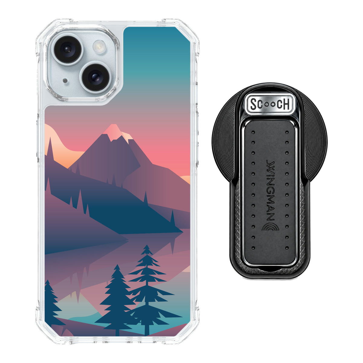 Scooch MagCase Mountain Range for iPhone 15 — MagSafe Wingback Bundle - Black
