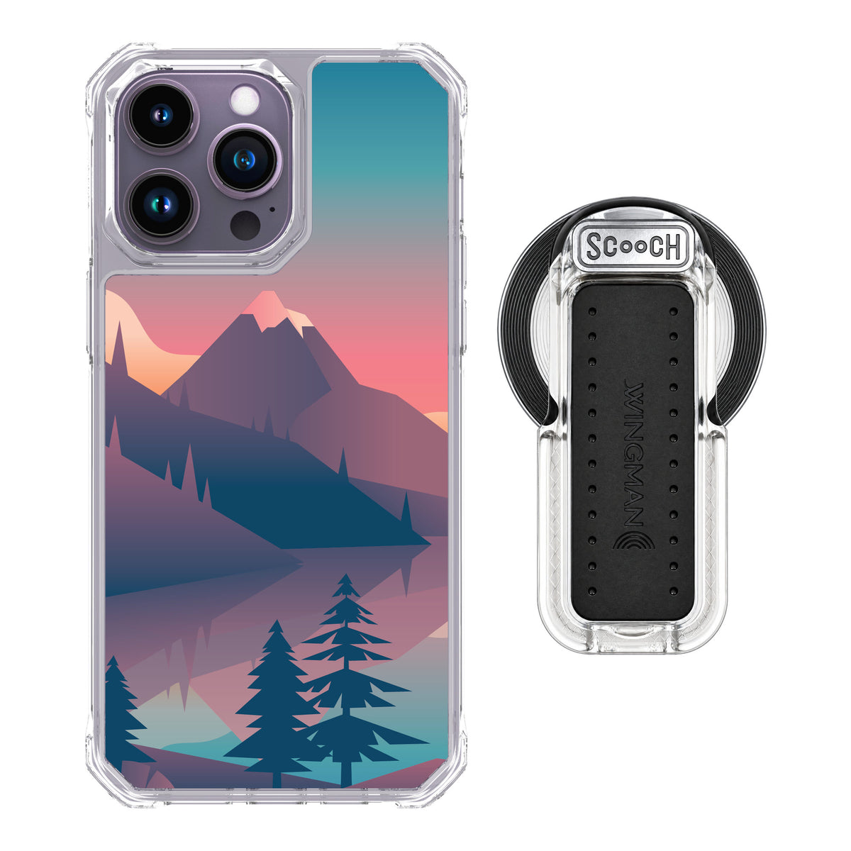 Scooch MagCase Mountain Range for iPhone 14 Pro Max — MagSafe Wingback Bundle - Clear