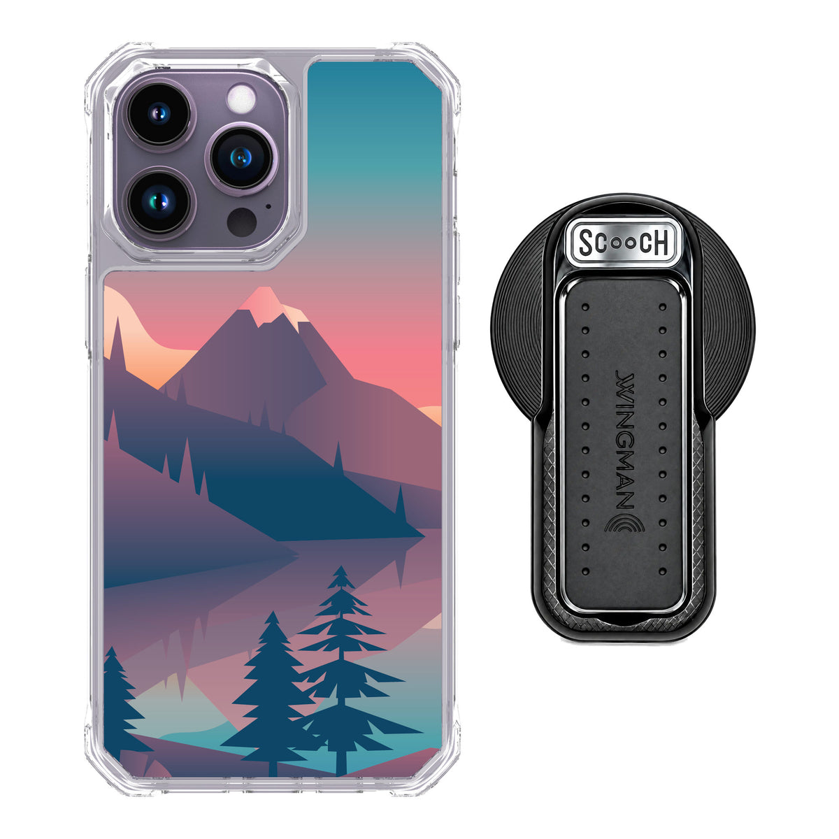 Scooch MagCase Mountain Range for iPhone 14 Pro Max — MagSafe Wingback Bundle - Black