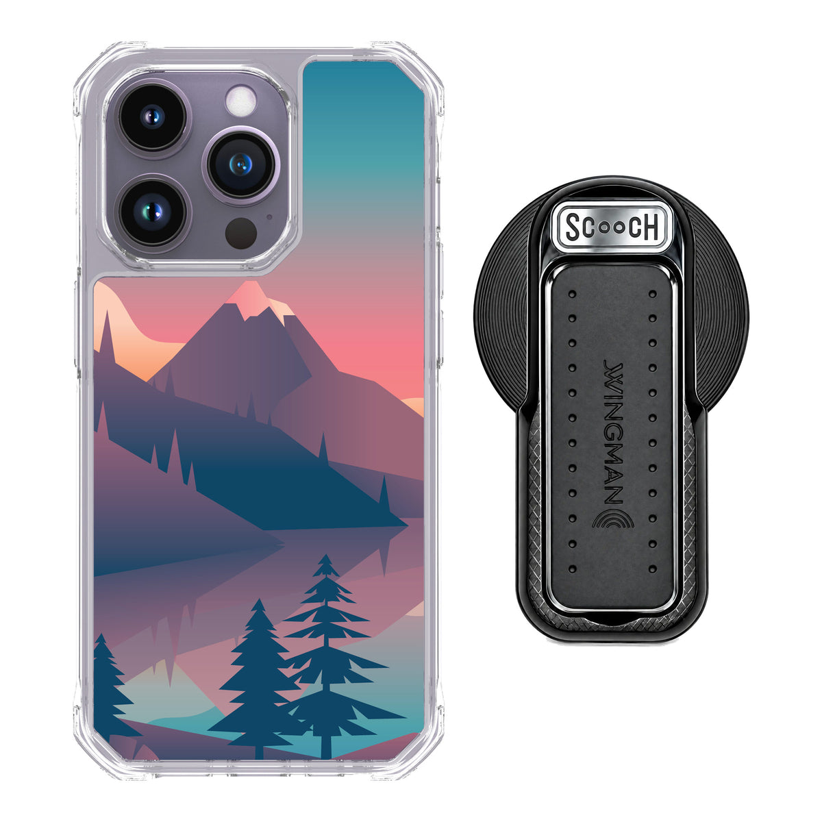 Scooch MagCase Mountain Range for iPhone 14 Pro — MagSafe Wingback Bundle - Black