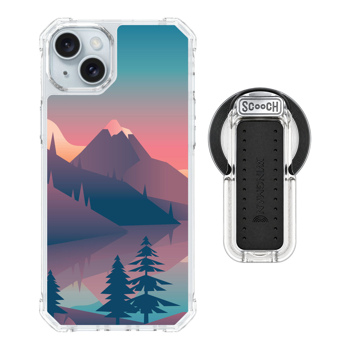 Scooch MagCase Mountain Range for iPhone 14 Plus — MagSafe Wingback Bundle - Clear