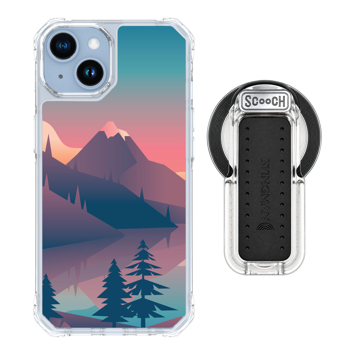 Scooch MagCase Mountain Range for iPhone 14 — MagSafe Wingback Bundle - Clear