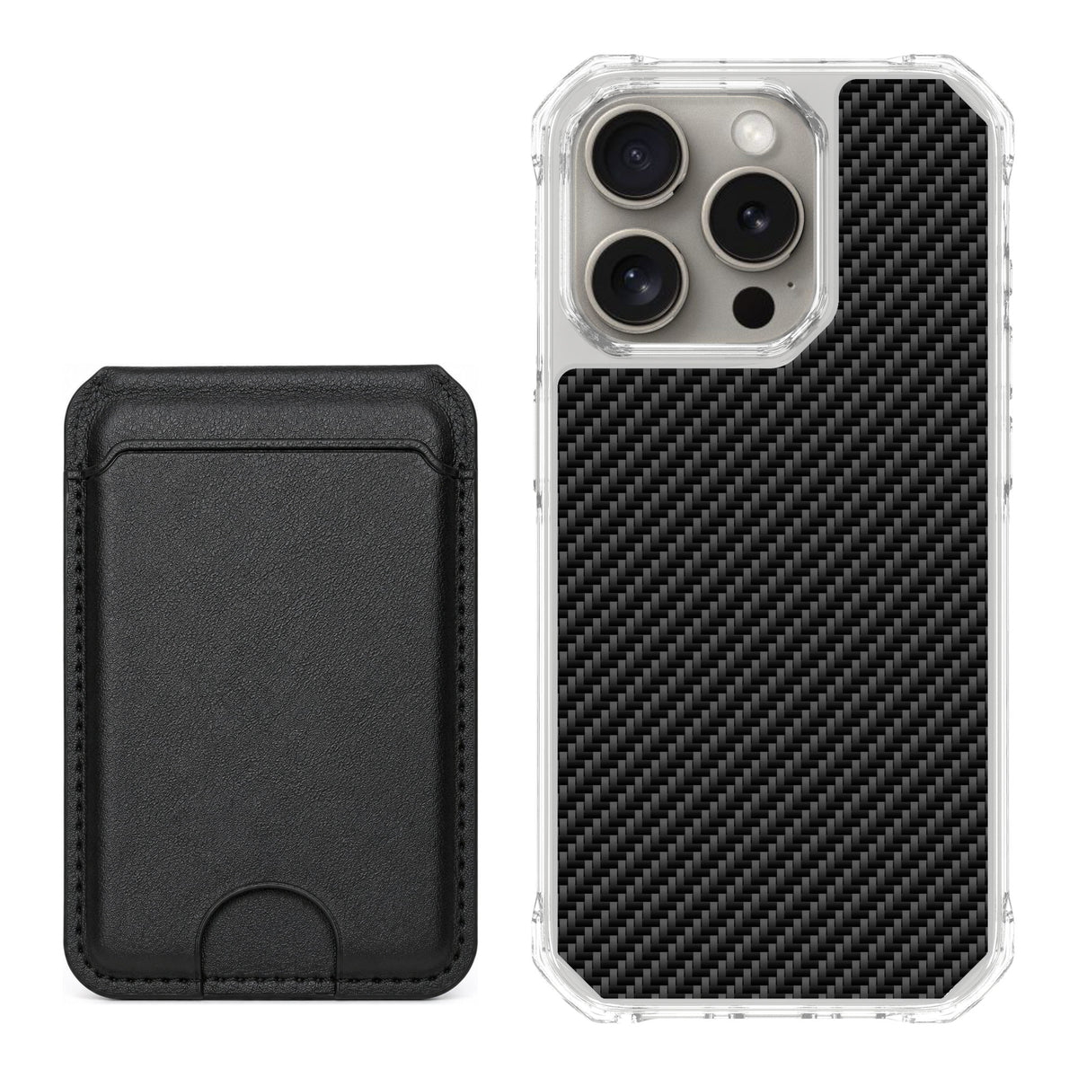 Scooch MagCase Carbon Fiber for iPhone 15 Pro — Black MagWallet Bundle
