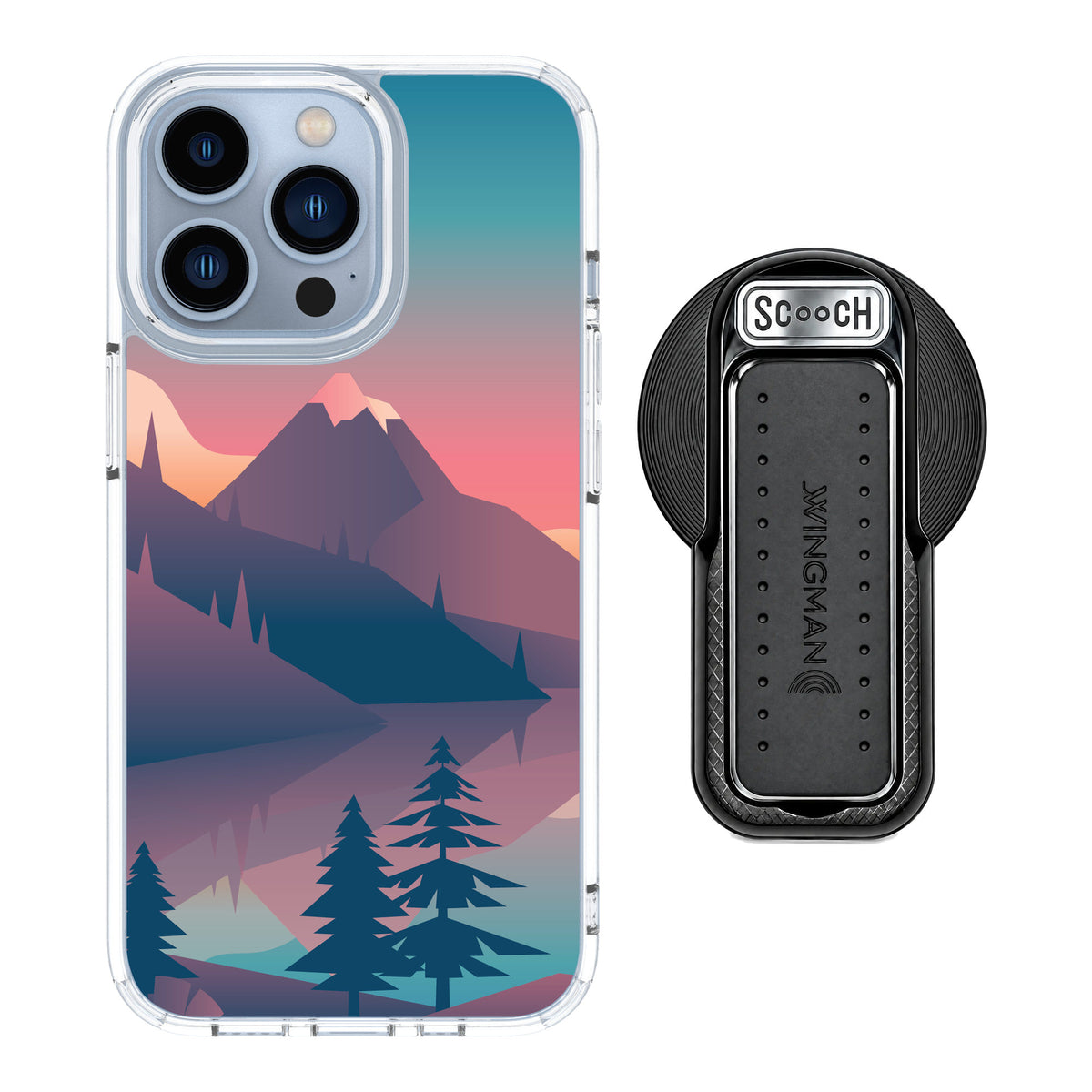 Scooch MagCase Mountain Range for iPhone 13 Pro — MagSafe Wingback Bundle - Black