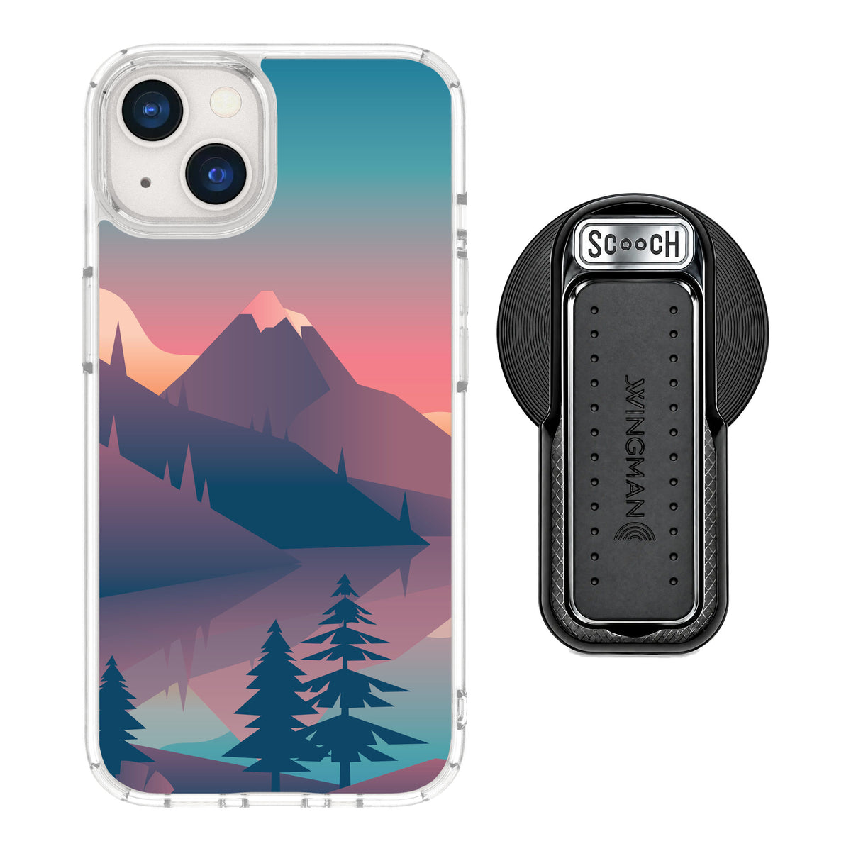 Scooch MagCase Mountain Range for iPhone 13 — MagSafe Wingback Bundle - Black